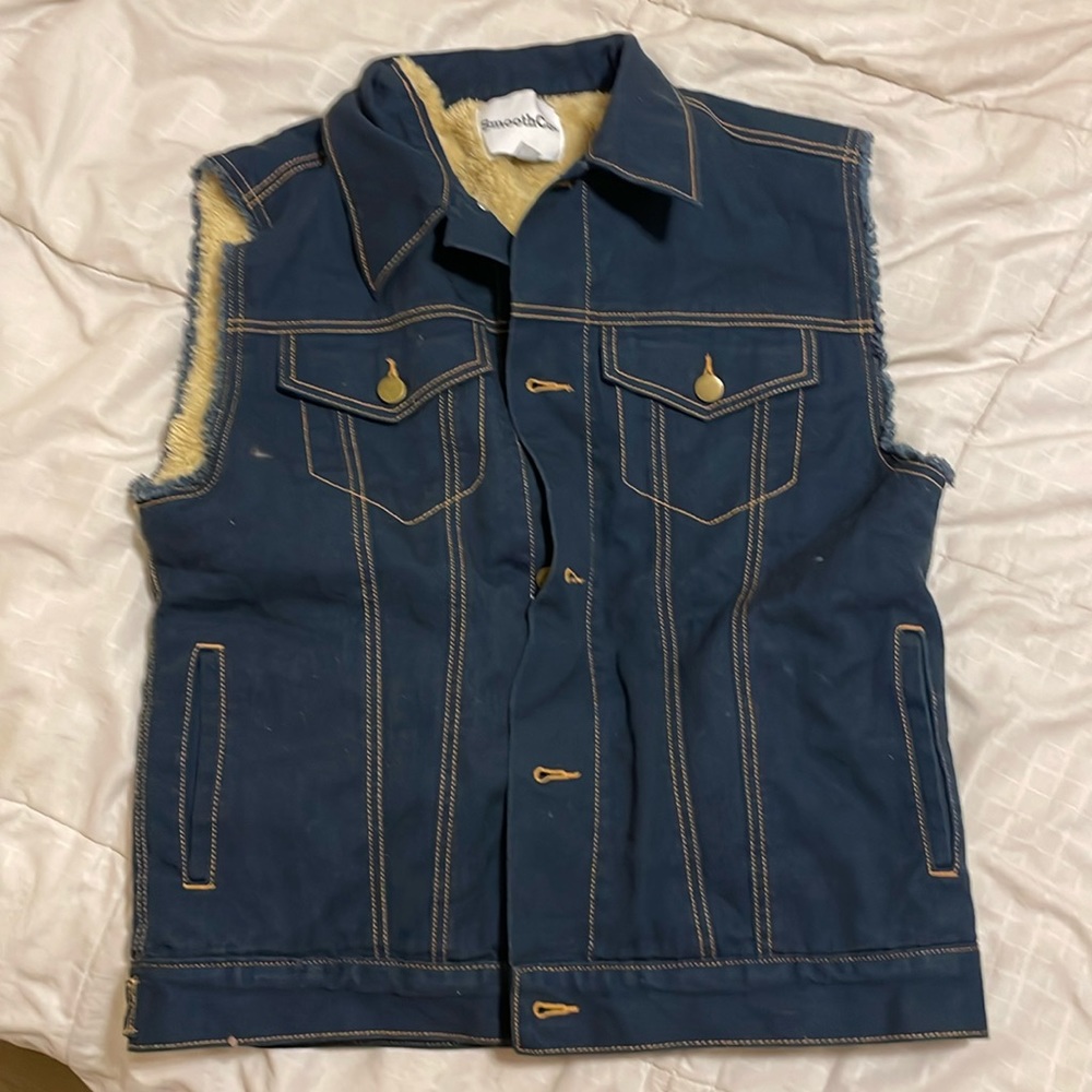 Jean vest with fuzzy warm lining
